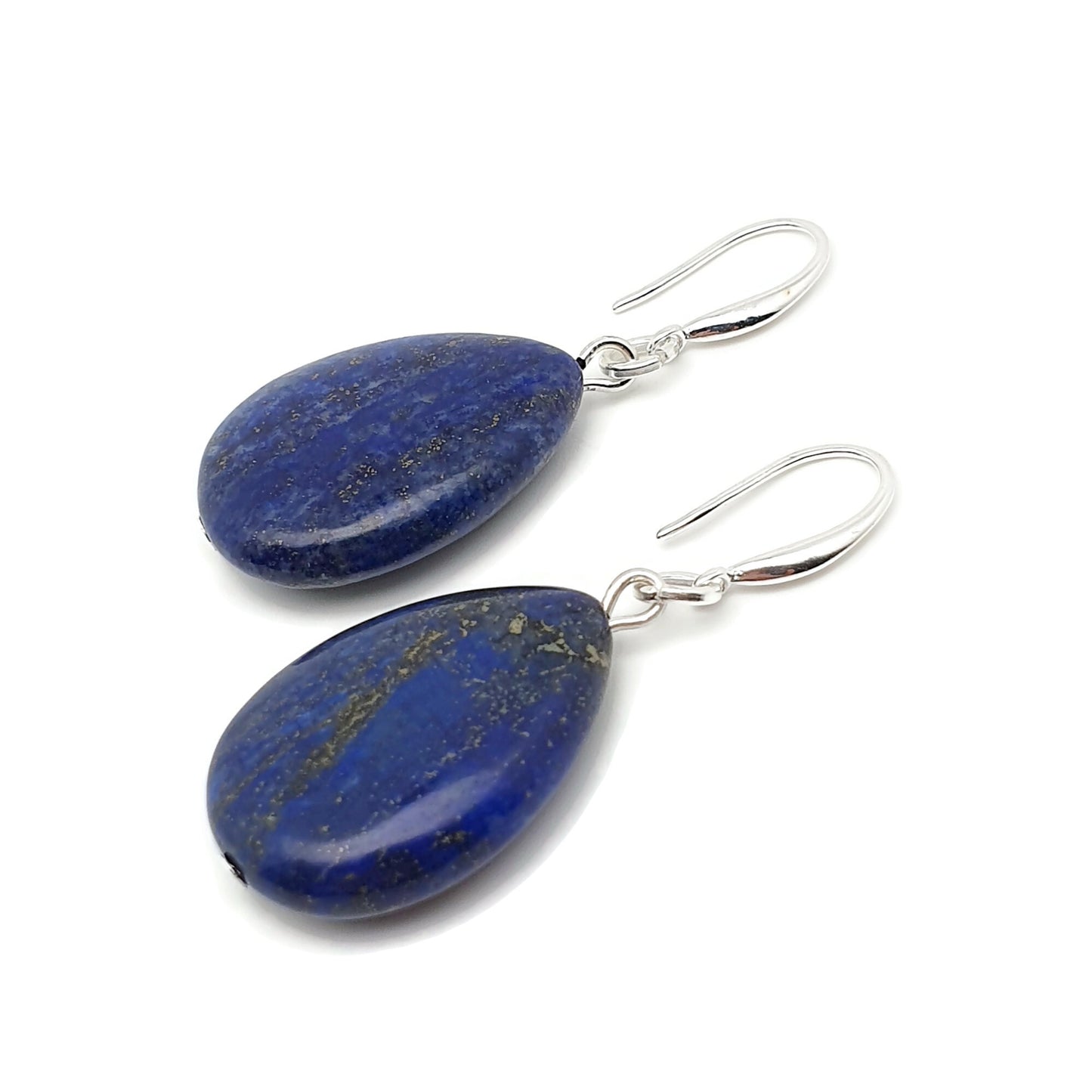 Blue Lapis Lazuli Dangle Drop Chunky Teardrop Boho Earrings