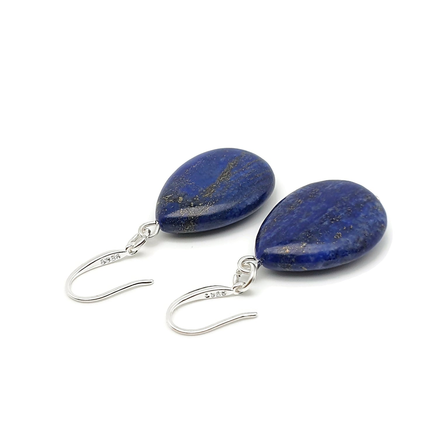 Blue Lapis Lazuli Dangle Drop Chunky Teardrop Boho Earrings