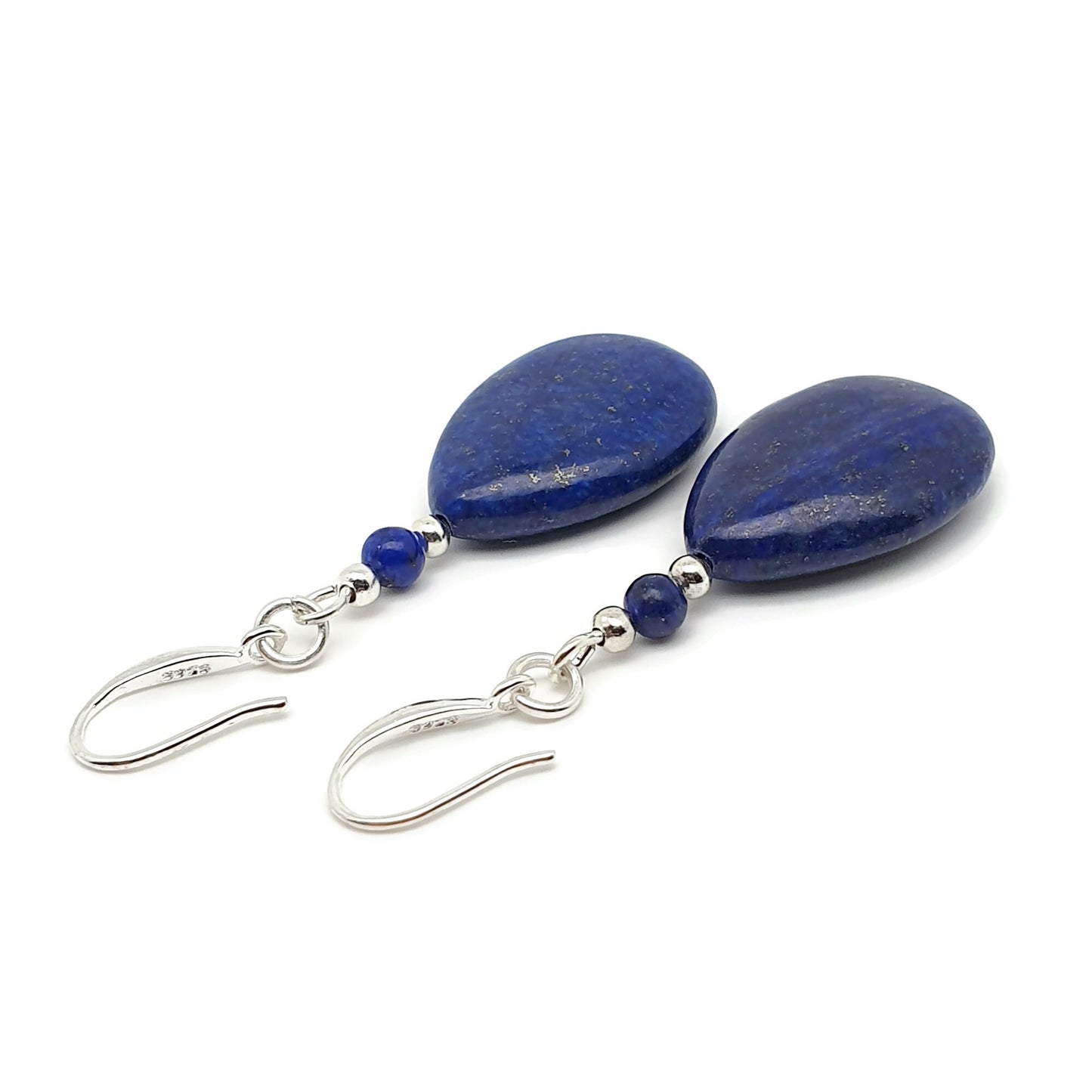 Blue Lapis Lazuli Dangle Drop Chunky Teardrop Boho Earrings