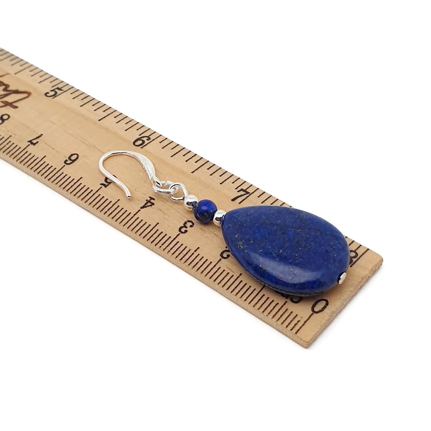 Blue Lapis Lazuli Dangle Drop Chunky Teardrop Boho Earrings