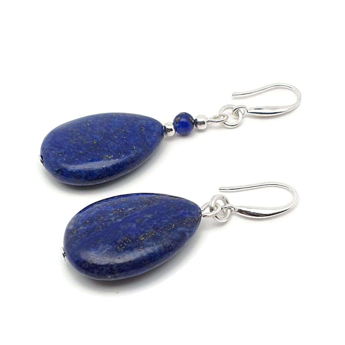 Blue Lapis Lazuli Dangle Drop Chunky Teardrop Boho Earrings