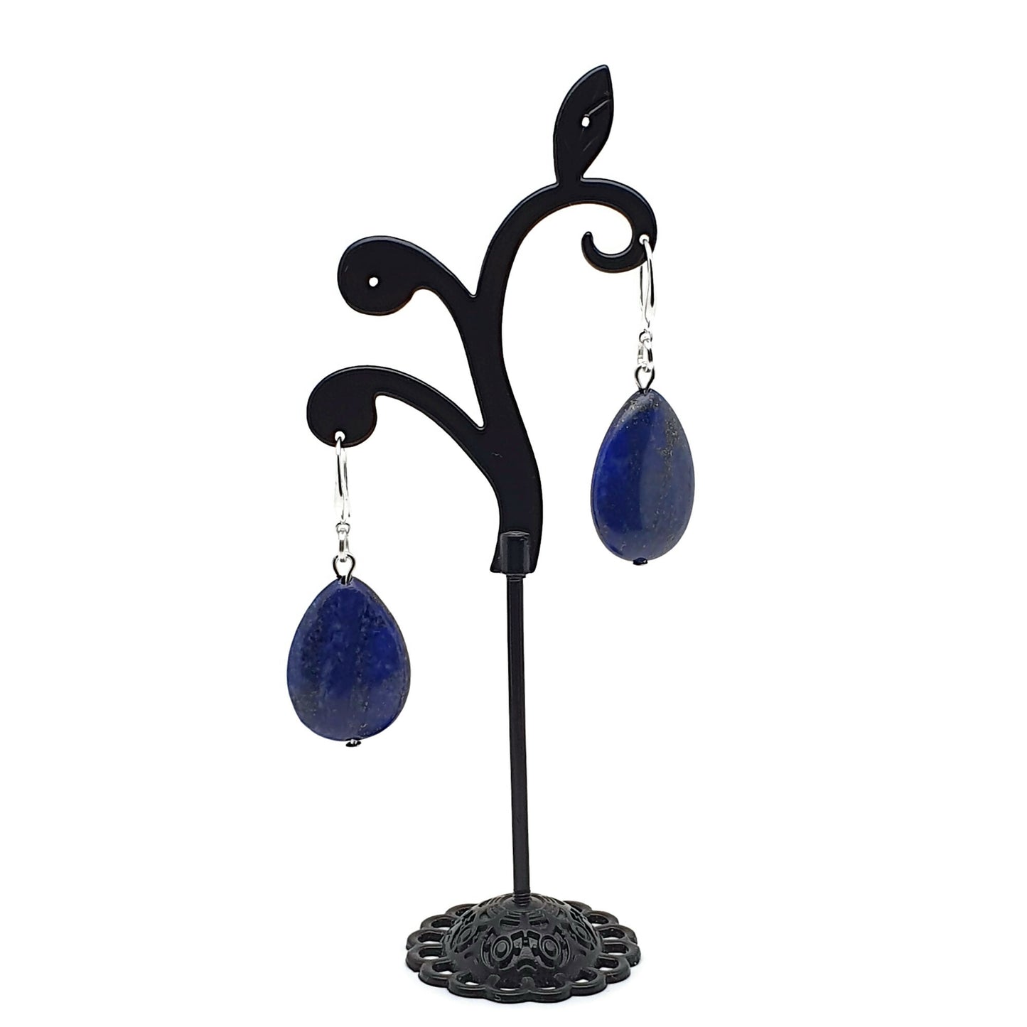 Blue Lapis Lazuli Dangle Drop Chunky Teardrop Boho Earrings
