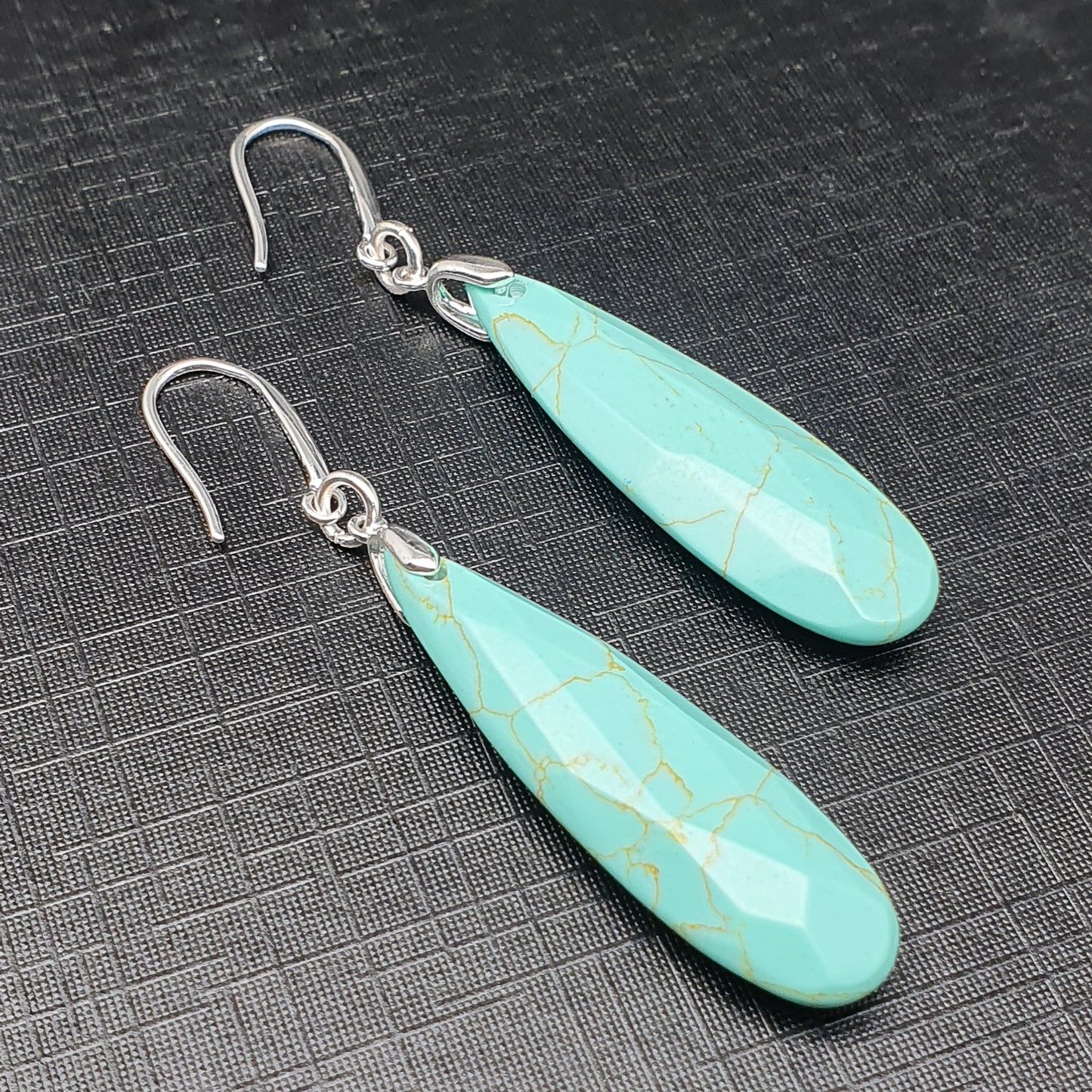 Natural Gemstone Teardrop Earrings Long Dangle Drop