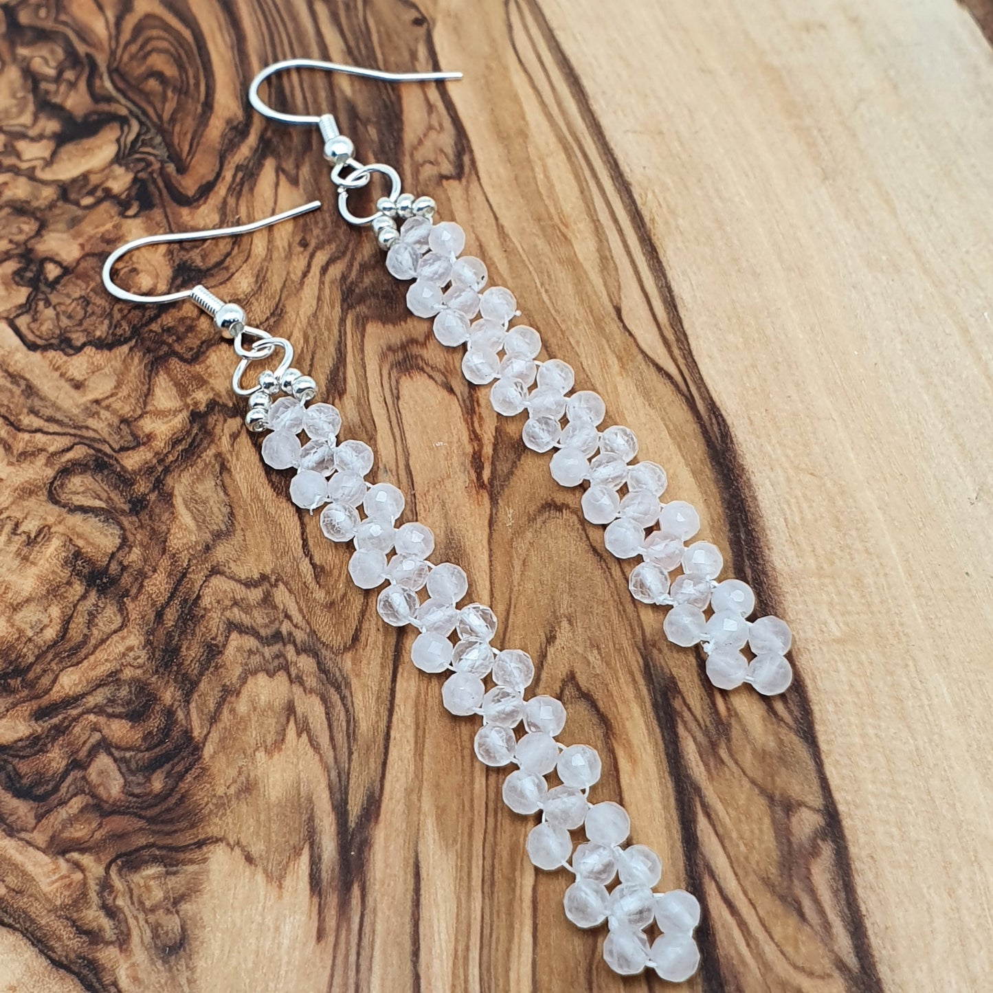 Beaded Gemstone Earrings Long Dangle Drop