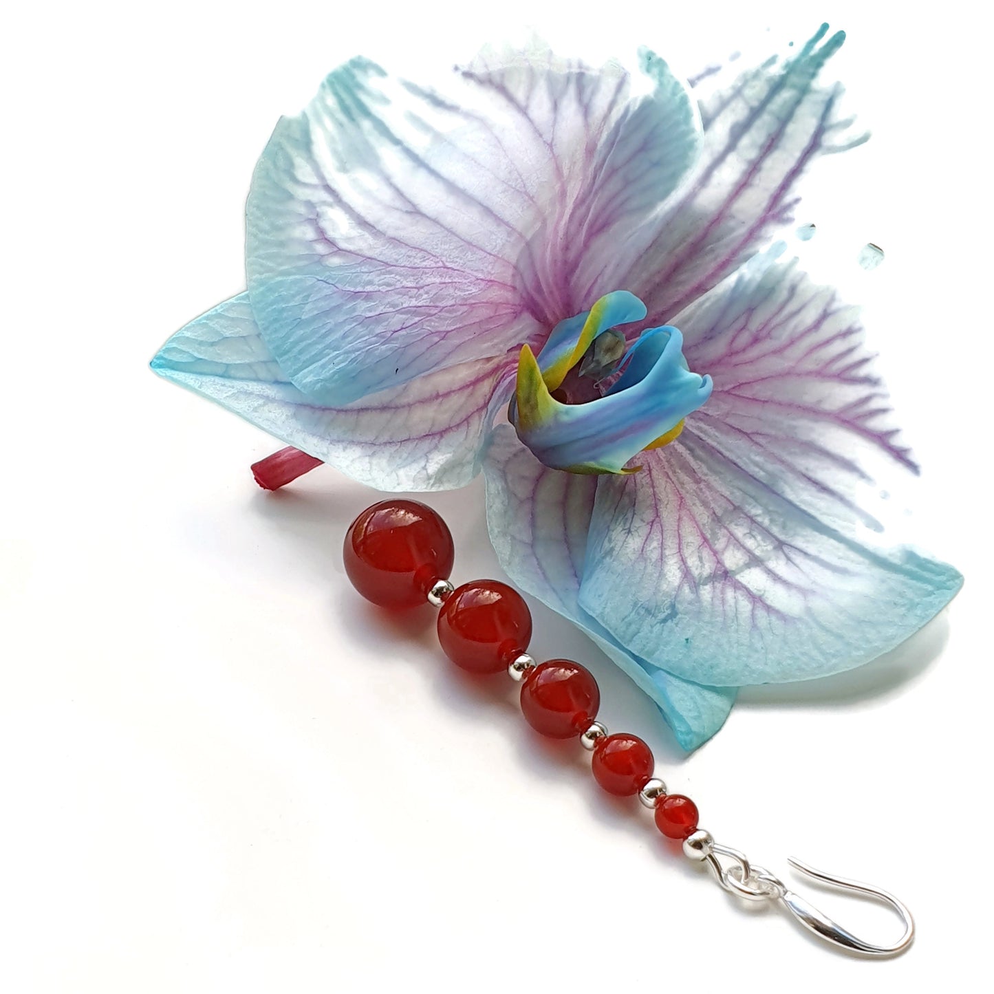 Burnt Orange Carnelian Beaded Graduated Boho Earrings Long Dangle Drop