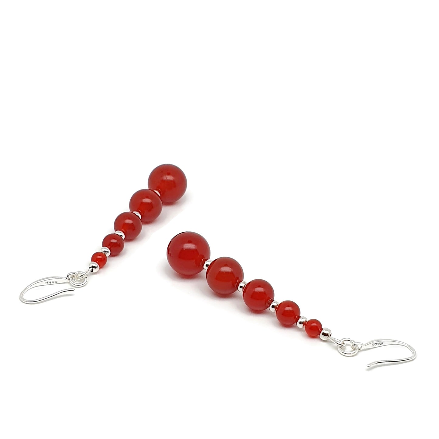 Burnt Orange Carnelian Beaded Graduated Boho Earrings Long Dangle Drop
