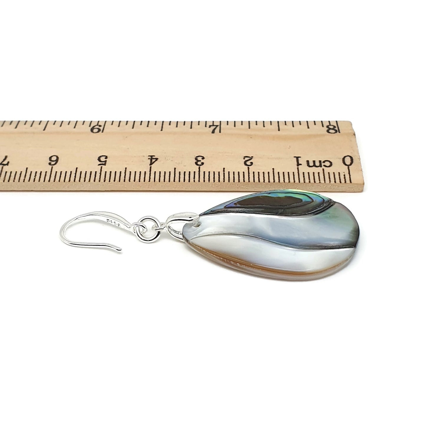 Rainbow Paua Abalone Teardrop Earrings Natural Sea Shell