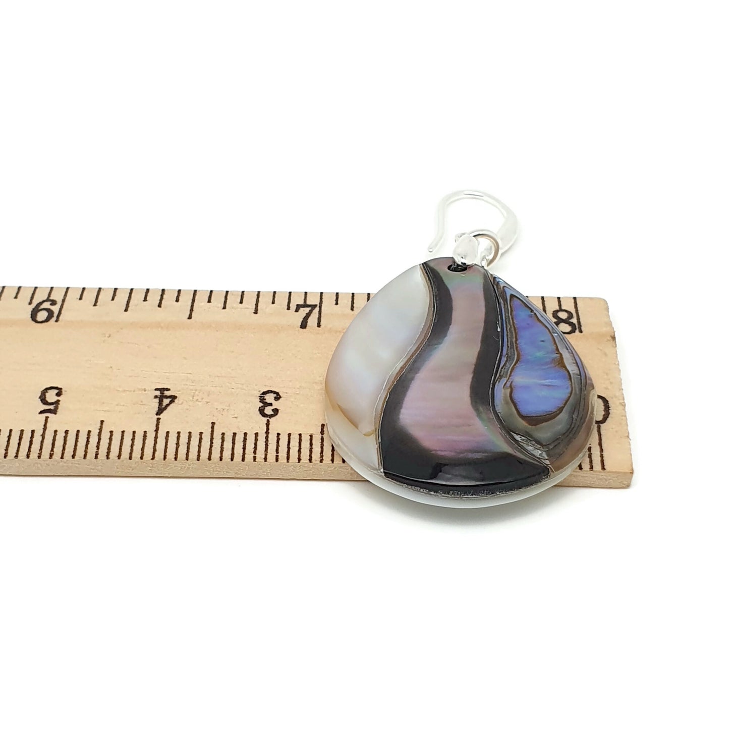 Rainbow Paua Abalone Teardrop Earrings Natural Sea Shell