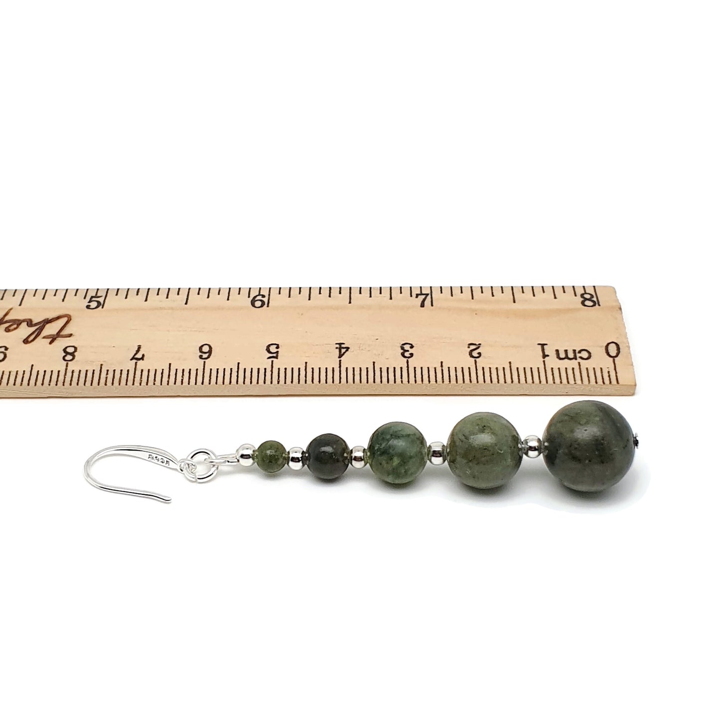 Green Jade Beaded Graduated Boho Earrings Long Dangle Drop