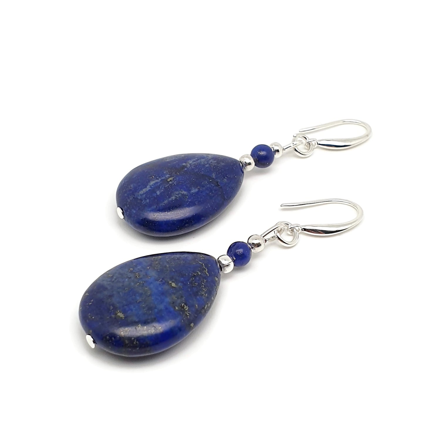 Blue Lapis Lazuli Dangle Drop Chunky Teardrop Boho Earrings