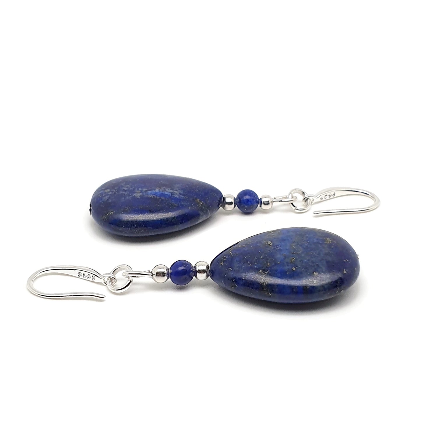 Blue Lapis Lazuli Dangle Drop Chunky Teardrop Boho Earrings