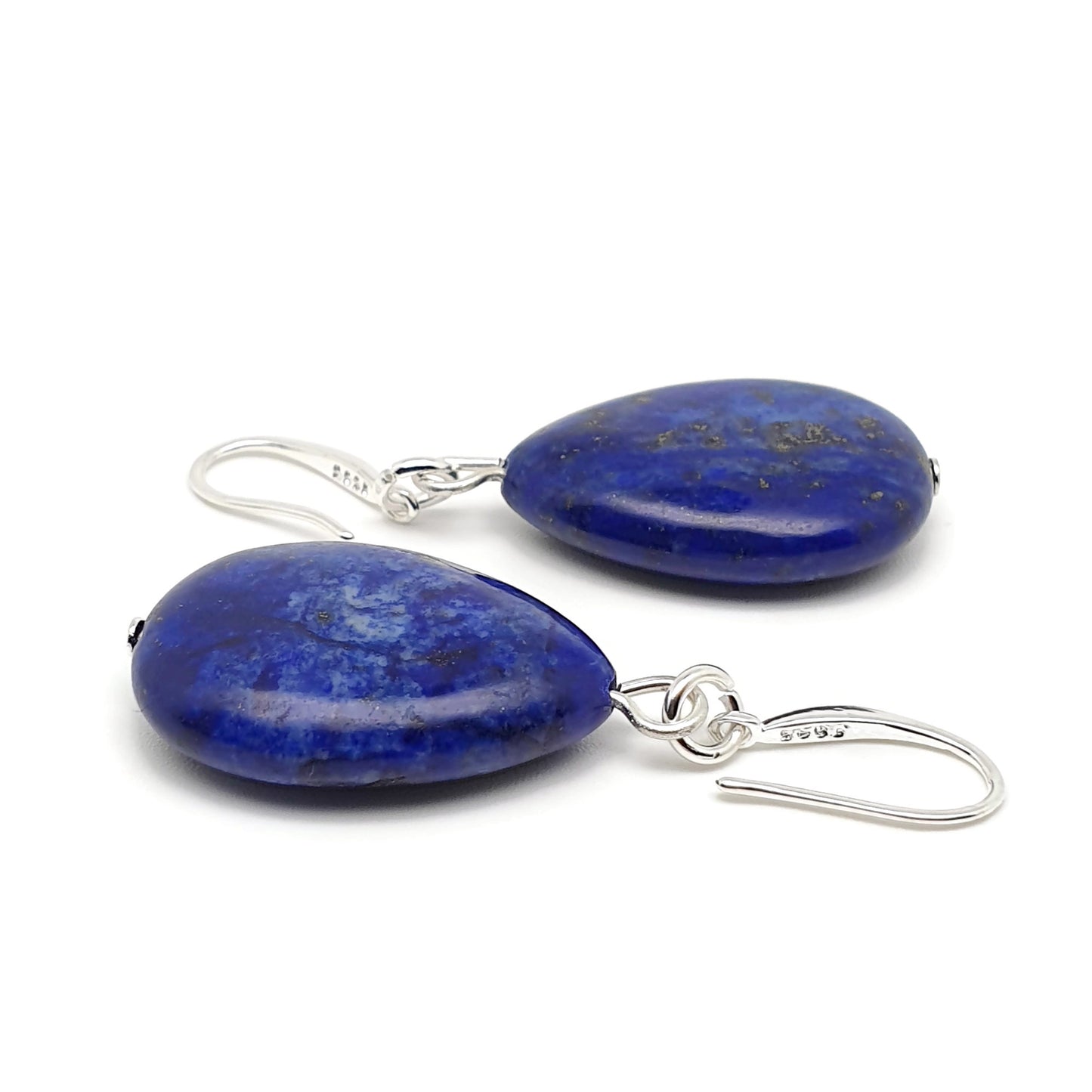 Blue Lapis Lazuli Dangle Drop Chunky Teardrop Boho Earrings