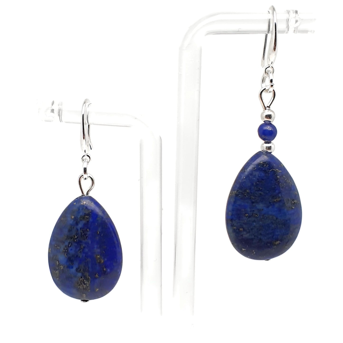Blue Lapis Lazuli Dangle Drop Chunky Teardrop Boho Earrings