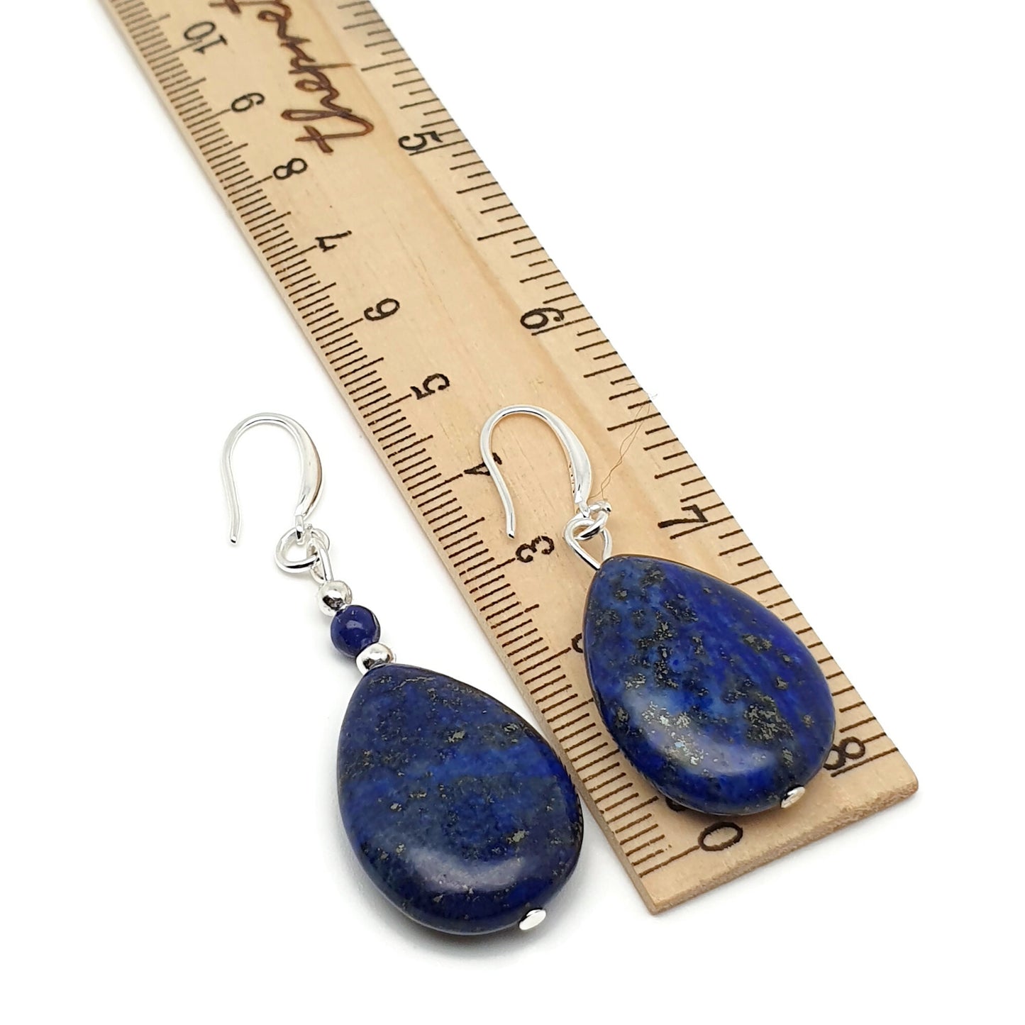Blue Lapis Lazuli Dangle Drop Chunky Teardrop Boho Earrings