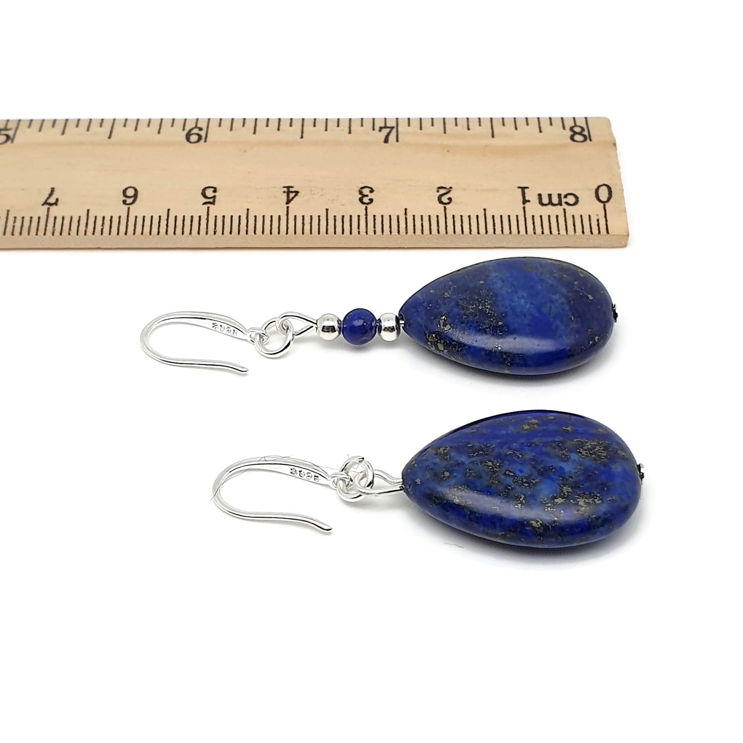 Blue Lapis Lazuli Dangle Drop Chunky Teardrop Boho Earrings