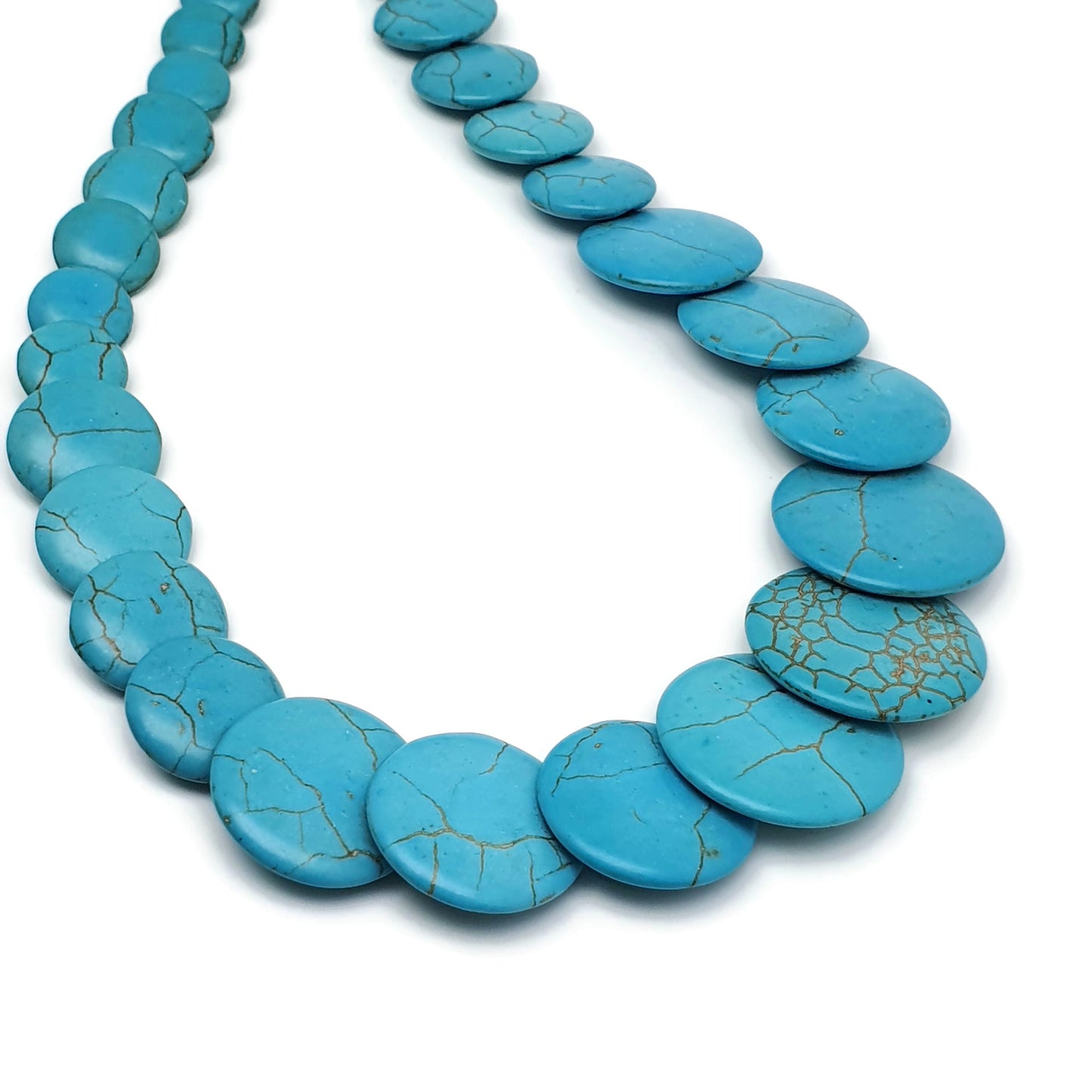Dyed Blue Howlite Beaded Graduated Collar Boho Necklace And Dangle Drop Earrings Set