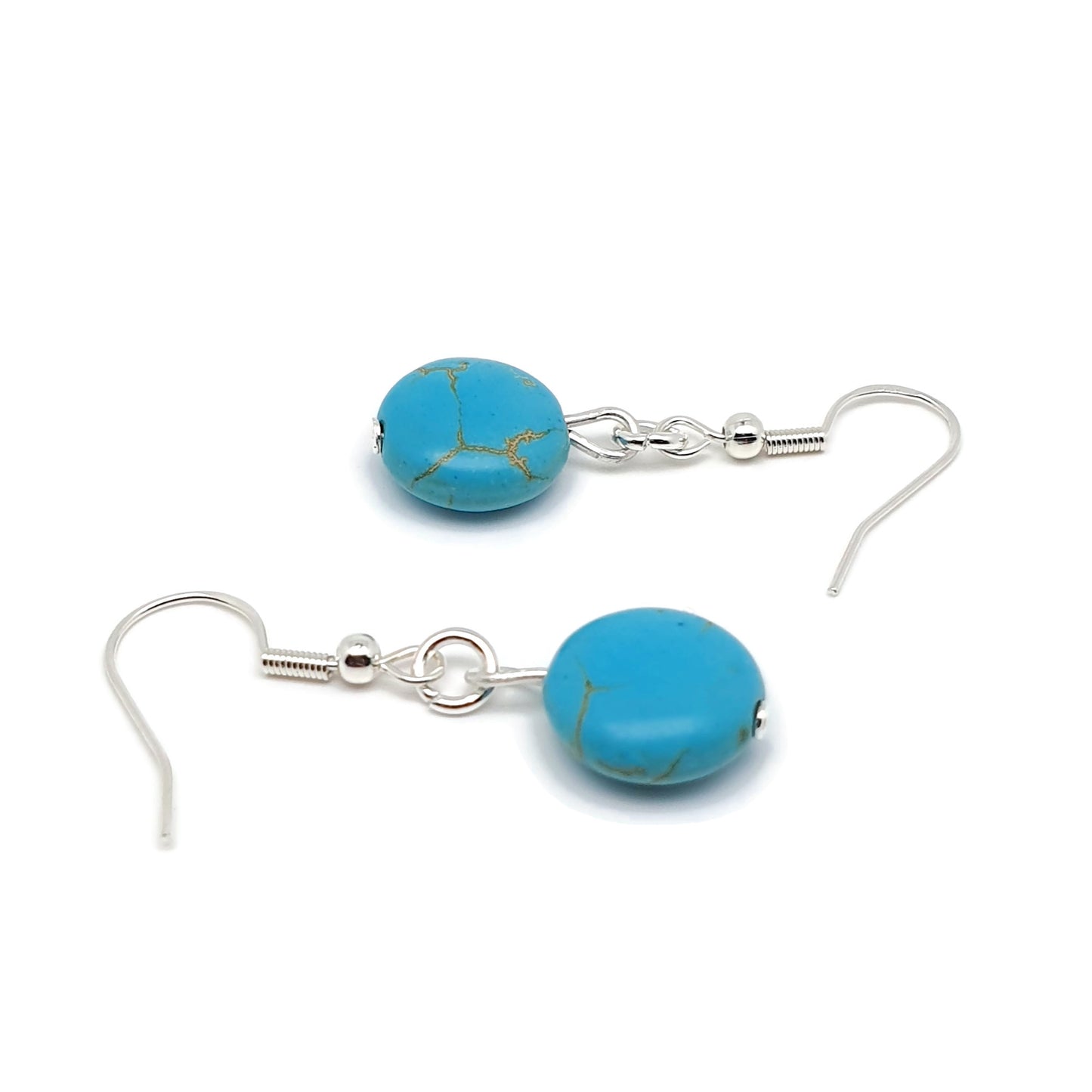Dyed Blue Howlite Beaded Graduated Collar Boho Necklace And Dangle Drop Earrings Set