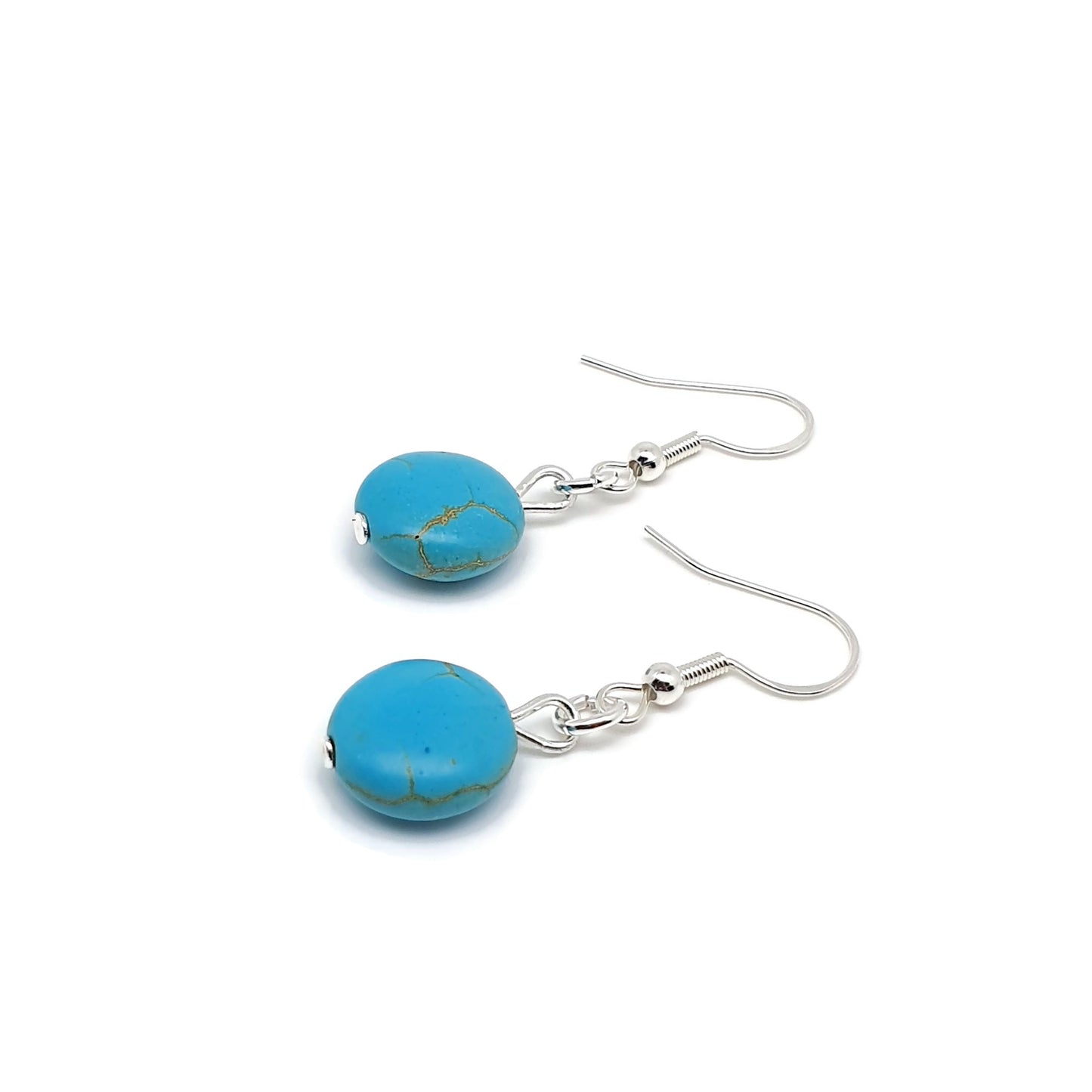 Dyed Blue Howlite Beaded Graduated Collar Boho Necklace And Dangle Drop Earrings Set