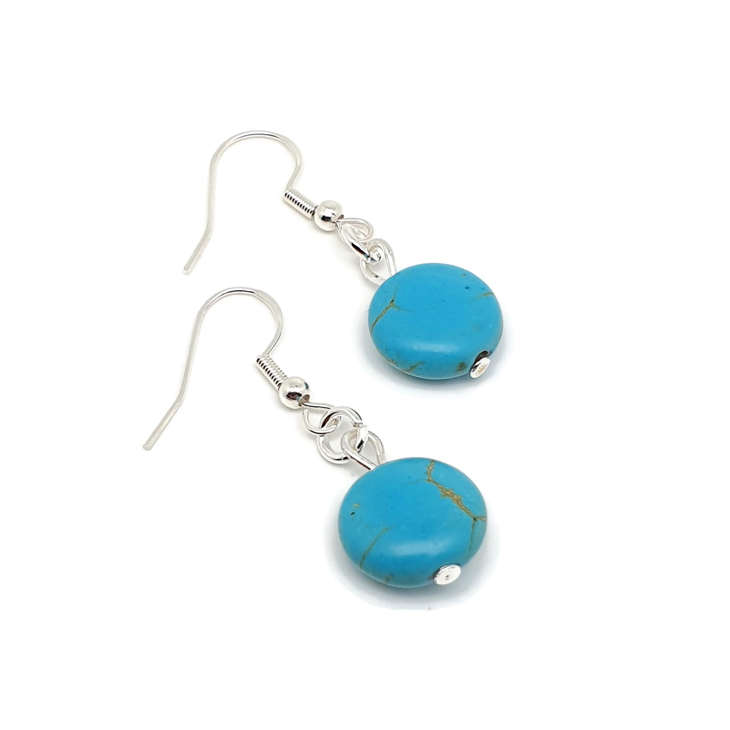 Dyed Blue Howlite Beaded Graduated Collar Boho Necklace And Dangle Drop Earrings Set