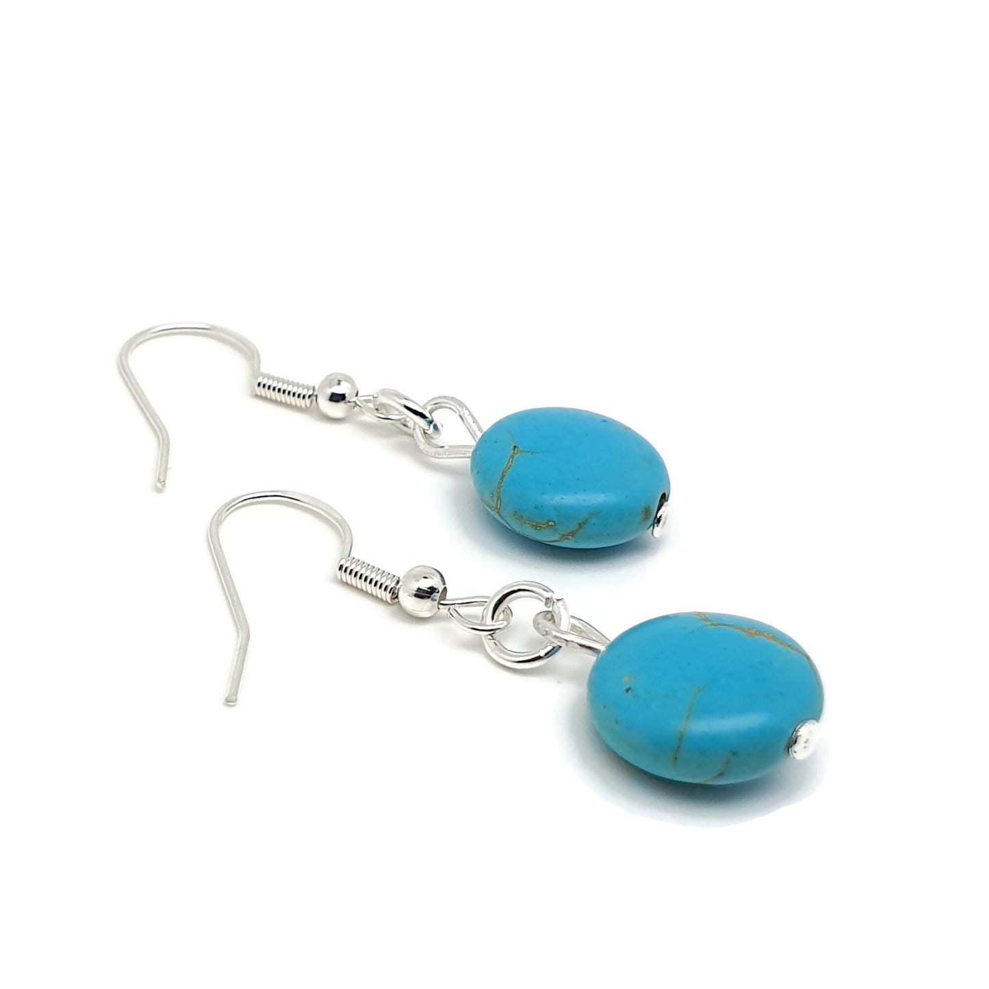 Dyed Blue Howlite Beaded Graduated Collar Boho Necklace And Dangle Drop Earrings Set