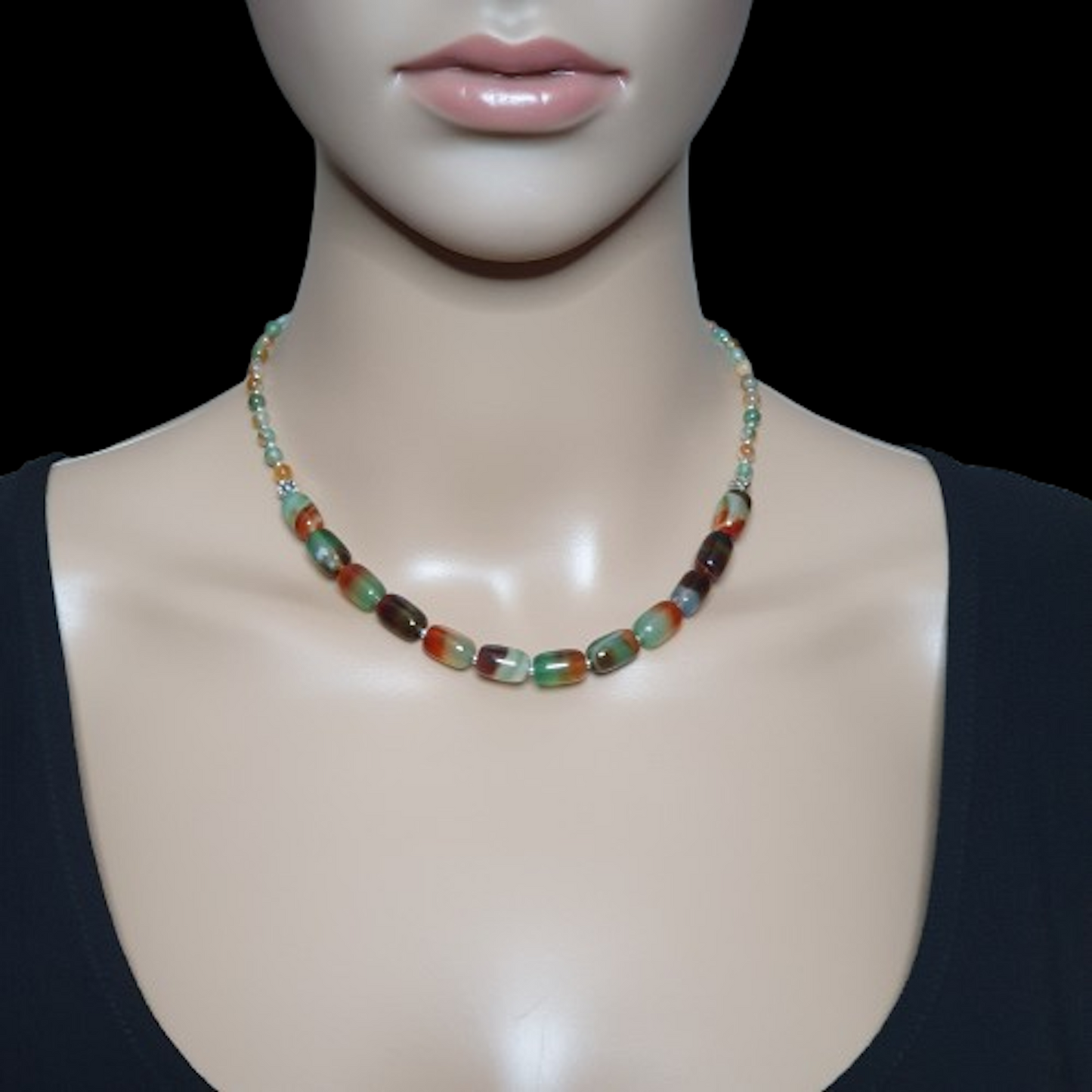 Colourful Peacock Agate Beaded Collar Boho Necklace