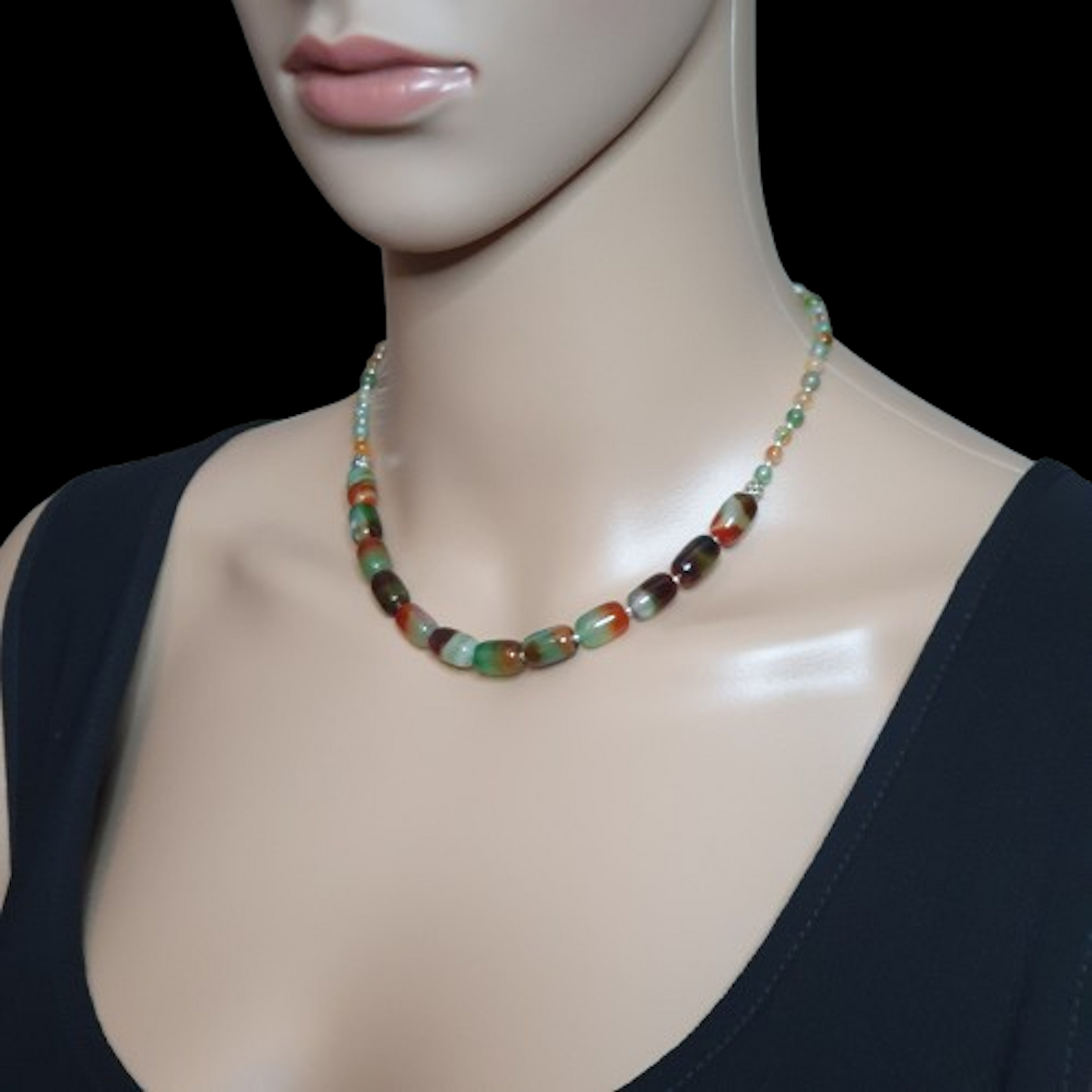 Colourful Peacock Agate Beaded Collar Boho Necklace